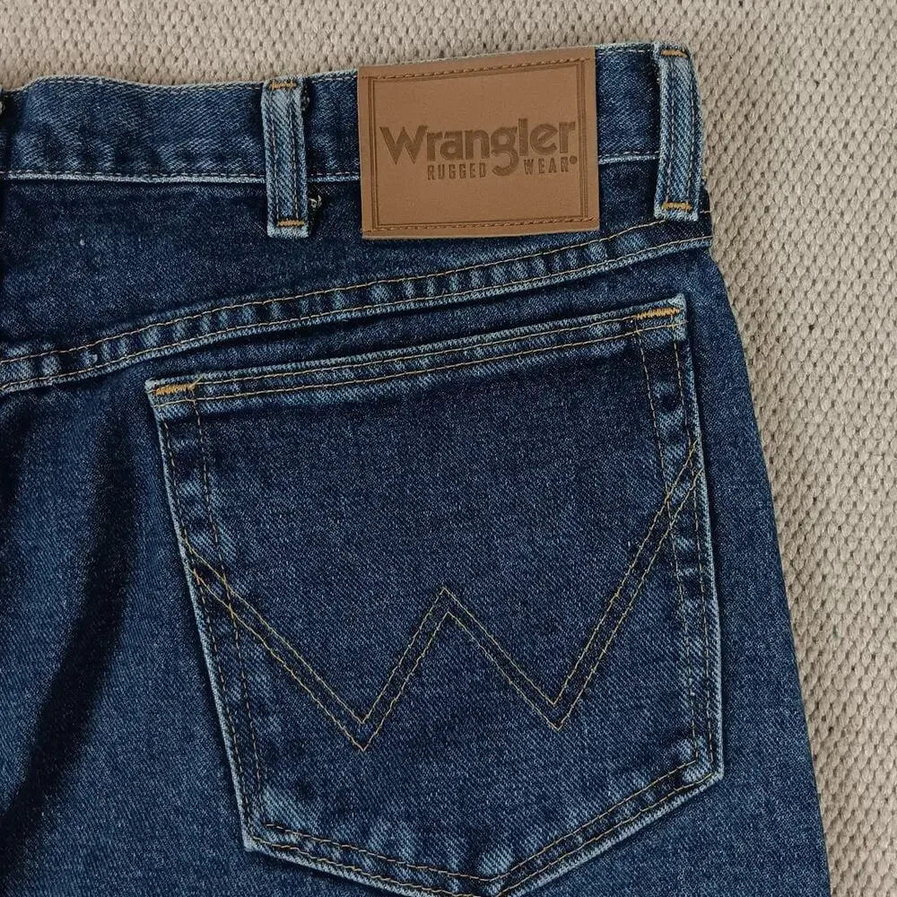 Wrangler‎ Rugged Wear Jeans Mens 36X30 Dark Blue Relaxed Straight Work Casual